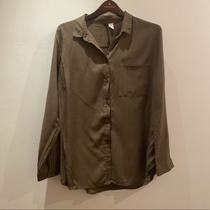 Olive green button down shirt